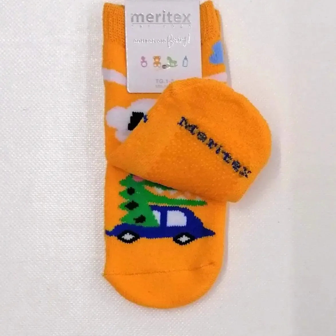 Confezione da 6 paia di calze antiscivolo baby in caldo cotone Meritex 4443