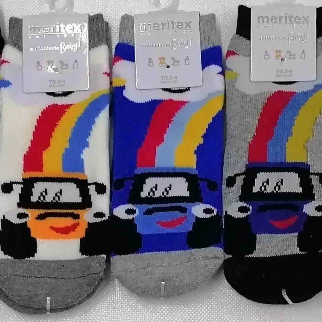 Confezione da 6 paia di calze antiscivolo baby in caldo cotone Meritex 4444