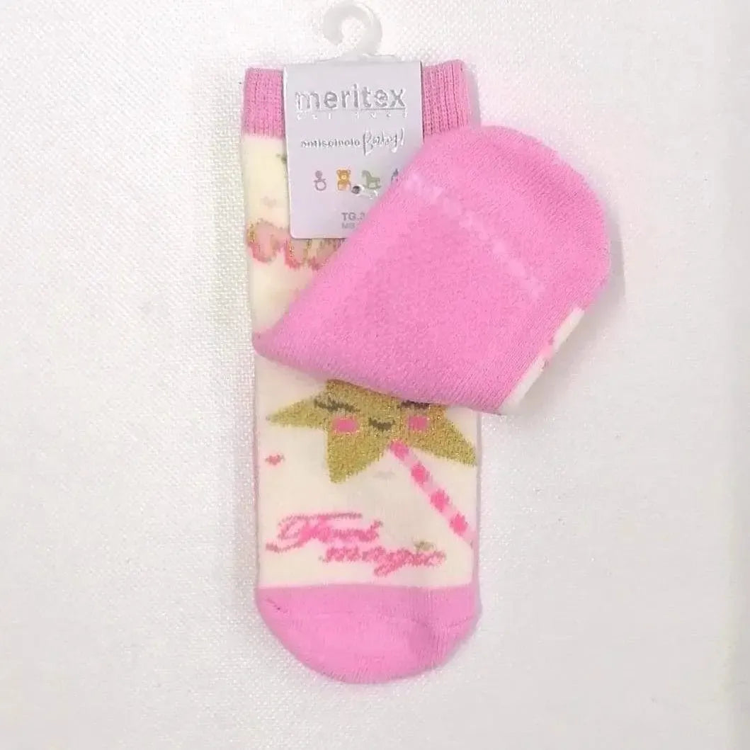 Confezione da 6 paia di calze antiscivolo baby in caldo cotone Meritex 4446