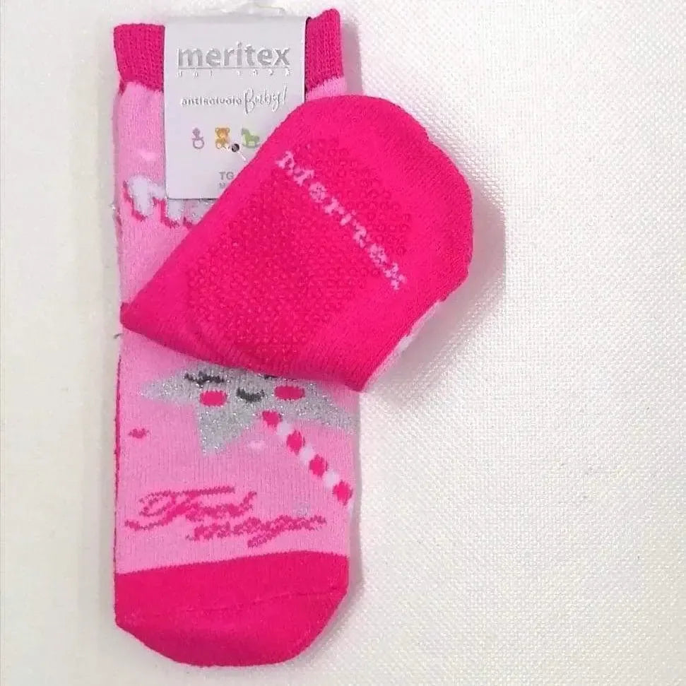 Confezione da 6 paia di calze antiscivolo baby in caldo cotone Meritex 4446