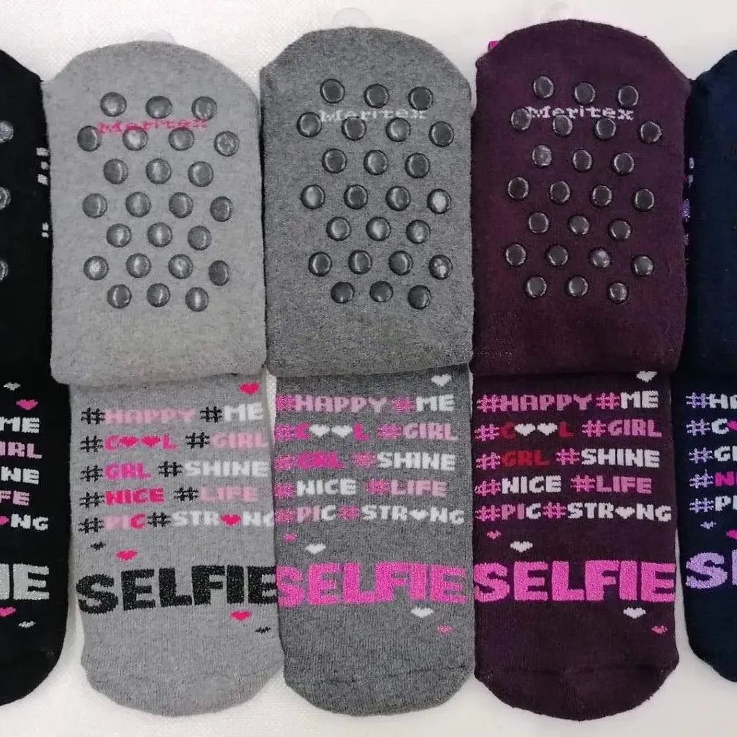 Confezione da 6 paia di calze antiscivolo bambina Meritex in caldo cotone 4356 Selfie