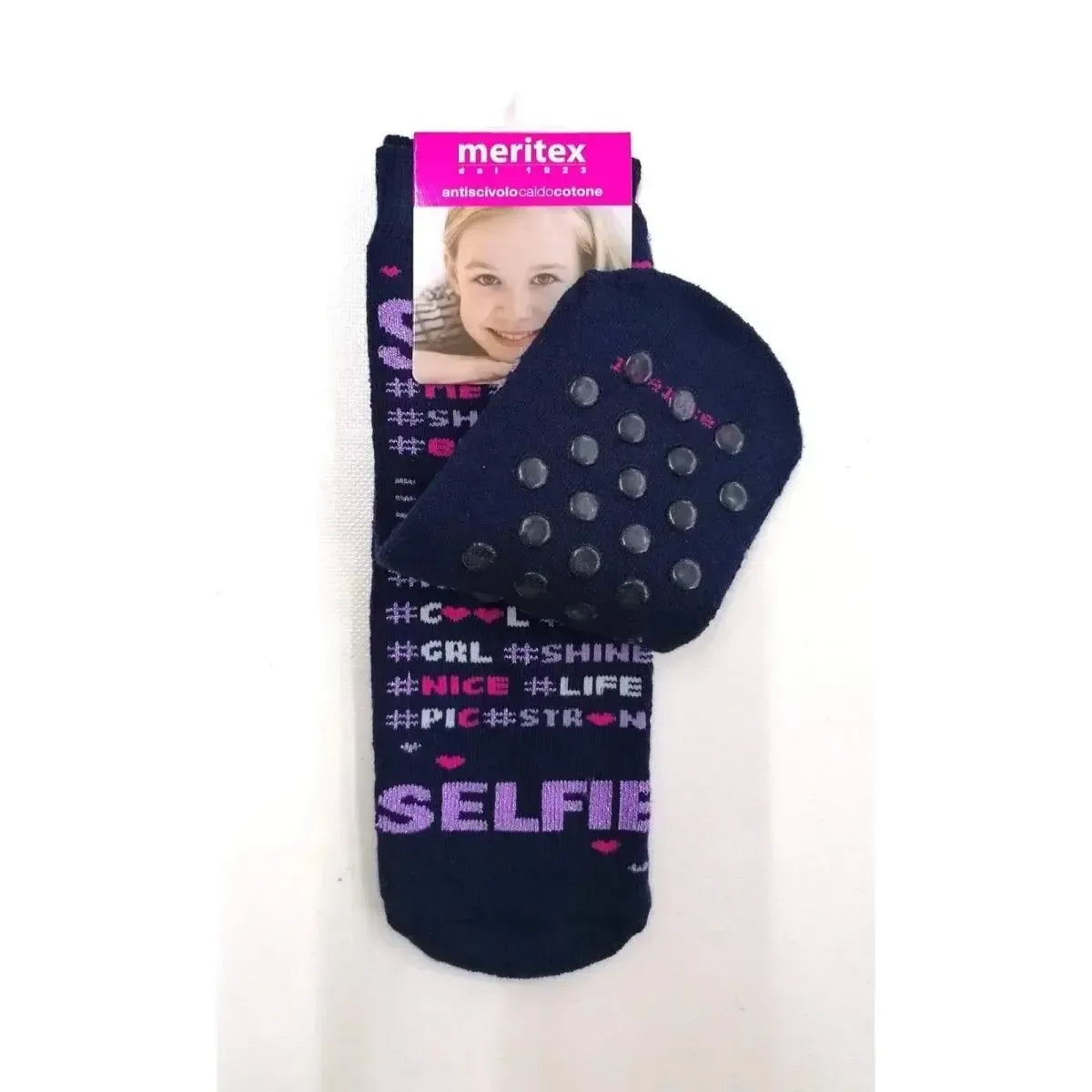 Confezione da 6 paia di calze antiscivolo bambina Meritex in caldo cotone 4356 Selfie