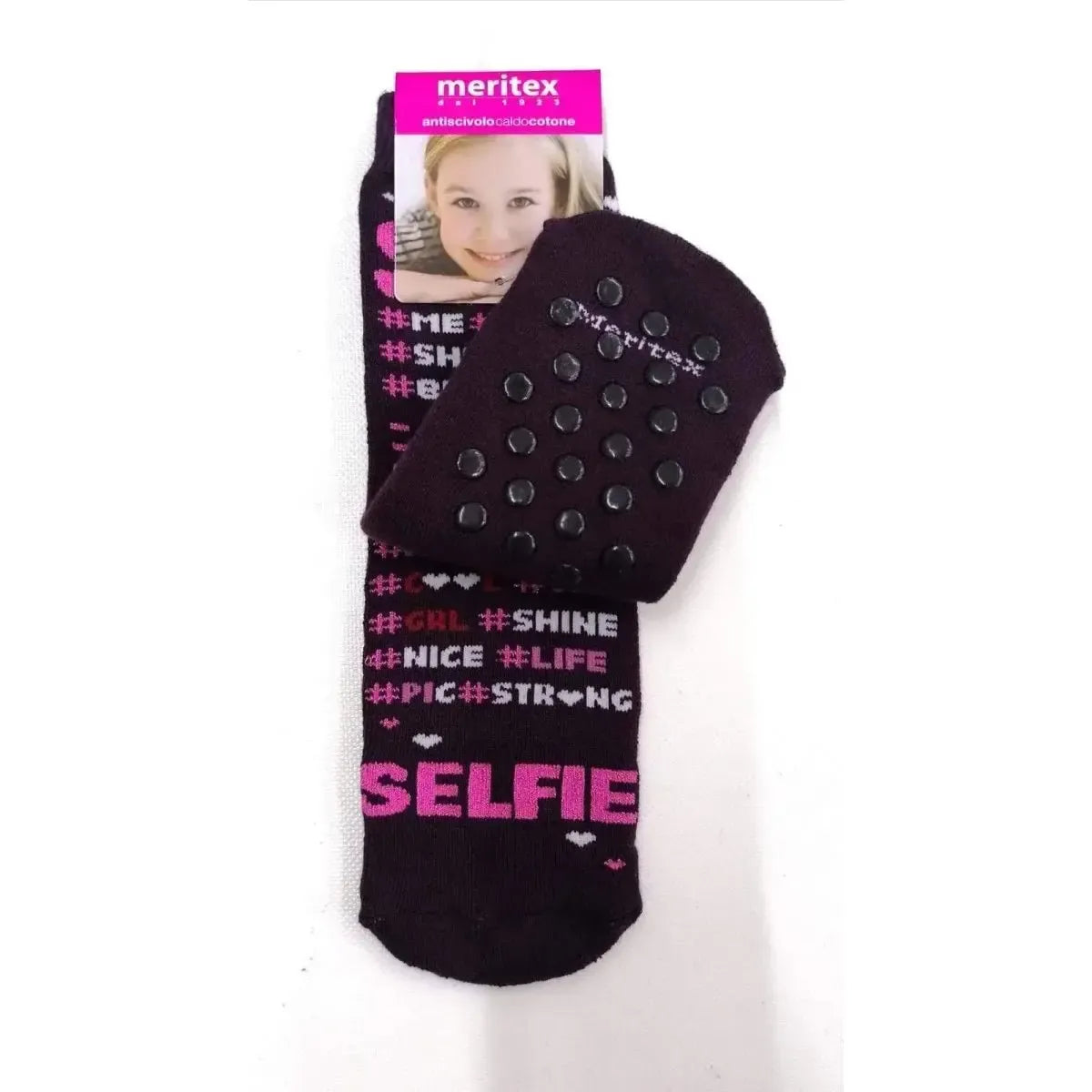 Confezione da 6 paia di calze antiscivolo bambina Meritex in caldo cotone 4356 Selfie