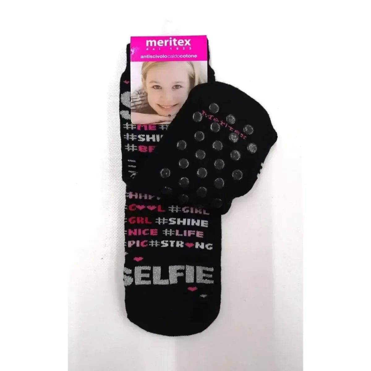 Confezione da 6 paia di calze antiscivolo bambina Meritex in caldo cotone 4356 Selfie