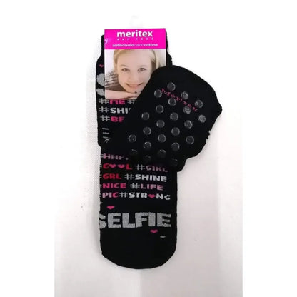 Confezione da 6 paia di calze antiscivolo bambina Meritex in caldo cotone 4356 Selfie