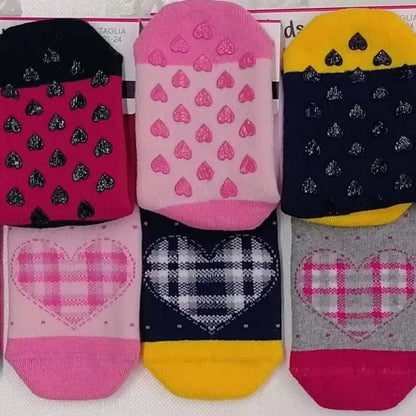 Confezione da 6 paia di calze antiscivolo bambina Pezzini Kid's in caldo cotone GBS-PAI211800