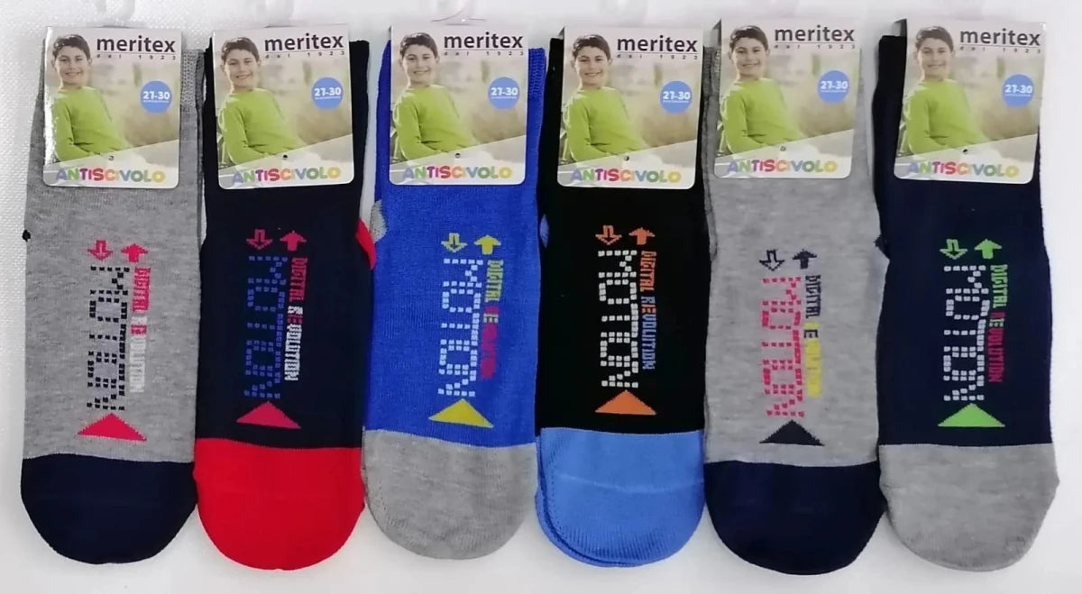 Confezione da 6 paia di calze antiscivolo bambino Meritex cotone 8001