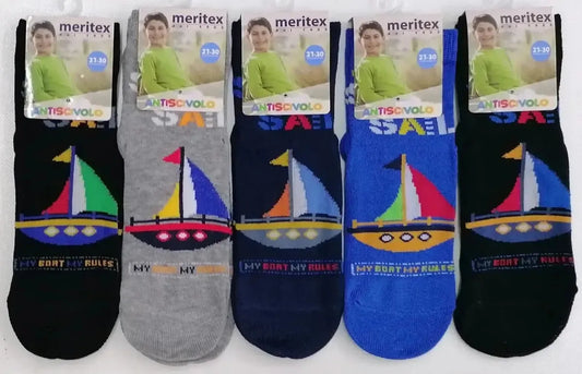 Confezione da 6 paia di calze antiscivolo bambino Meritex cotone 8002