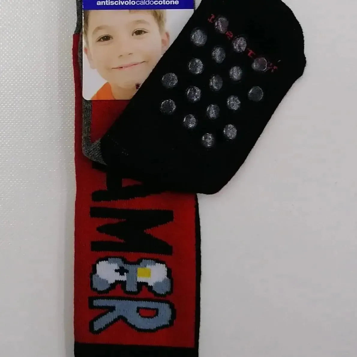 Confezione da 6 paia di calze antiscivolo bambino Meritex in caldo cotone 4354 Gamer