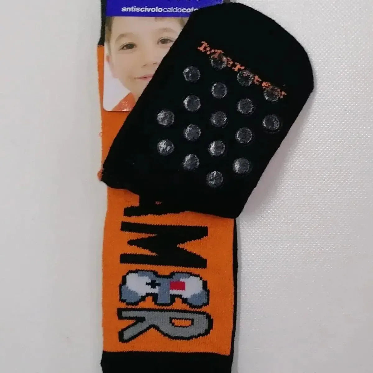 Confezione da 6 paia di calze antiscivolo bambino Meritex in caldo cotone 4354 Gamer