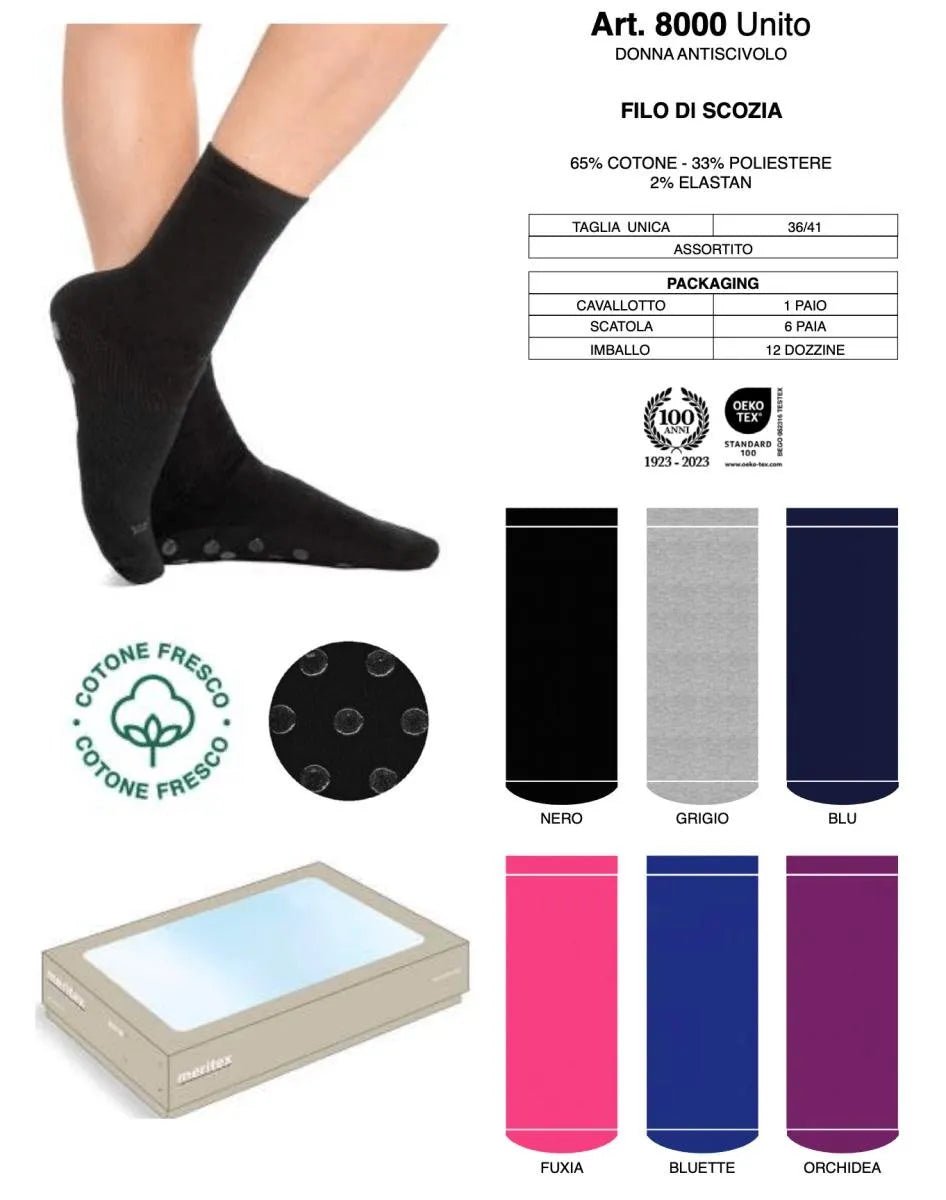 Confezione da 6 paia di calze antiscivolo donna Meritex cotone fresco 8000 ABS
