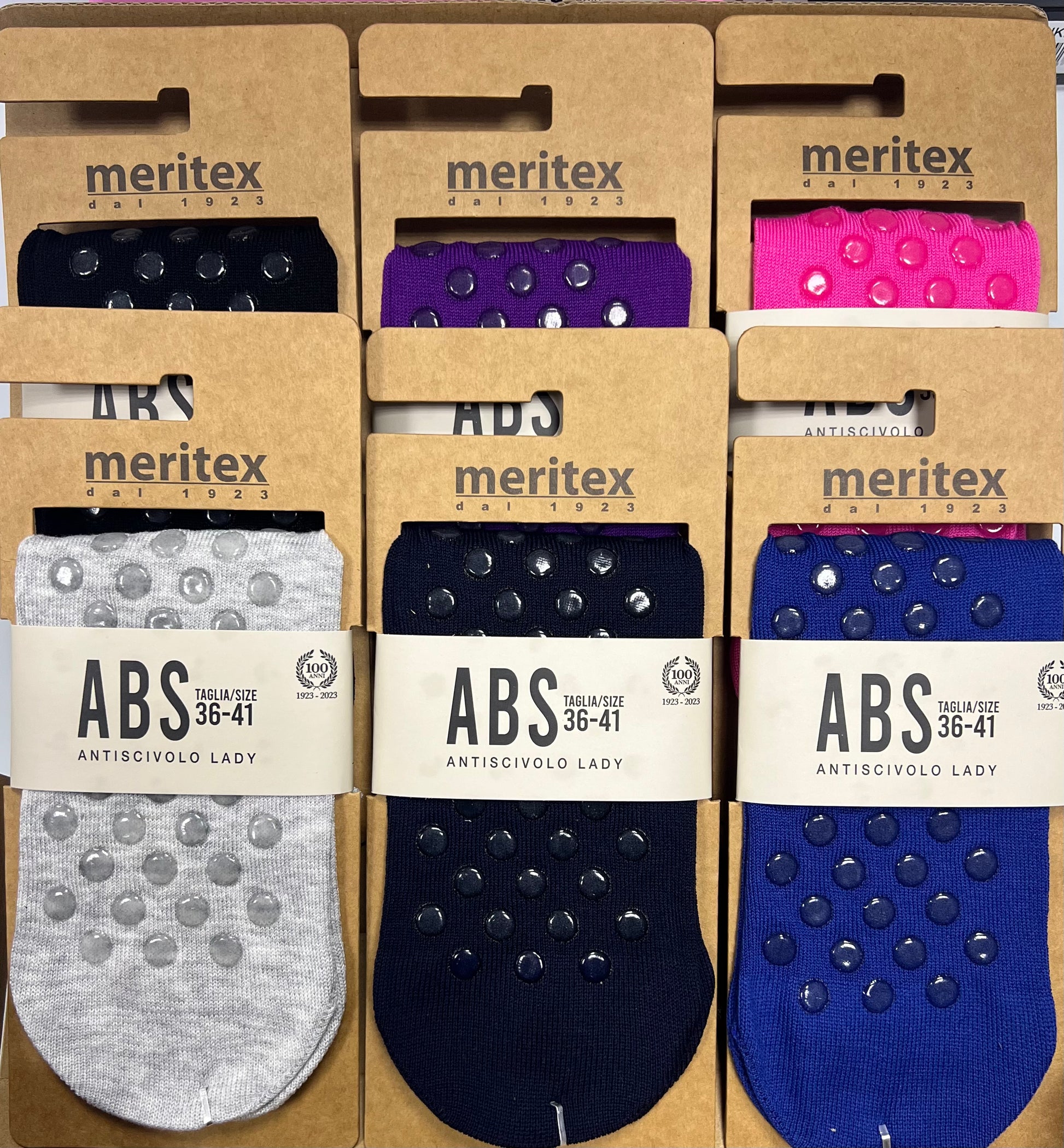 Confezione da 6 paia di calze antiscivolo donna Meritex cotone fresco 8000 ABS