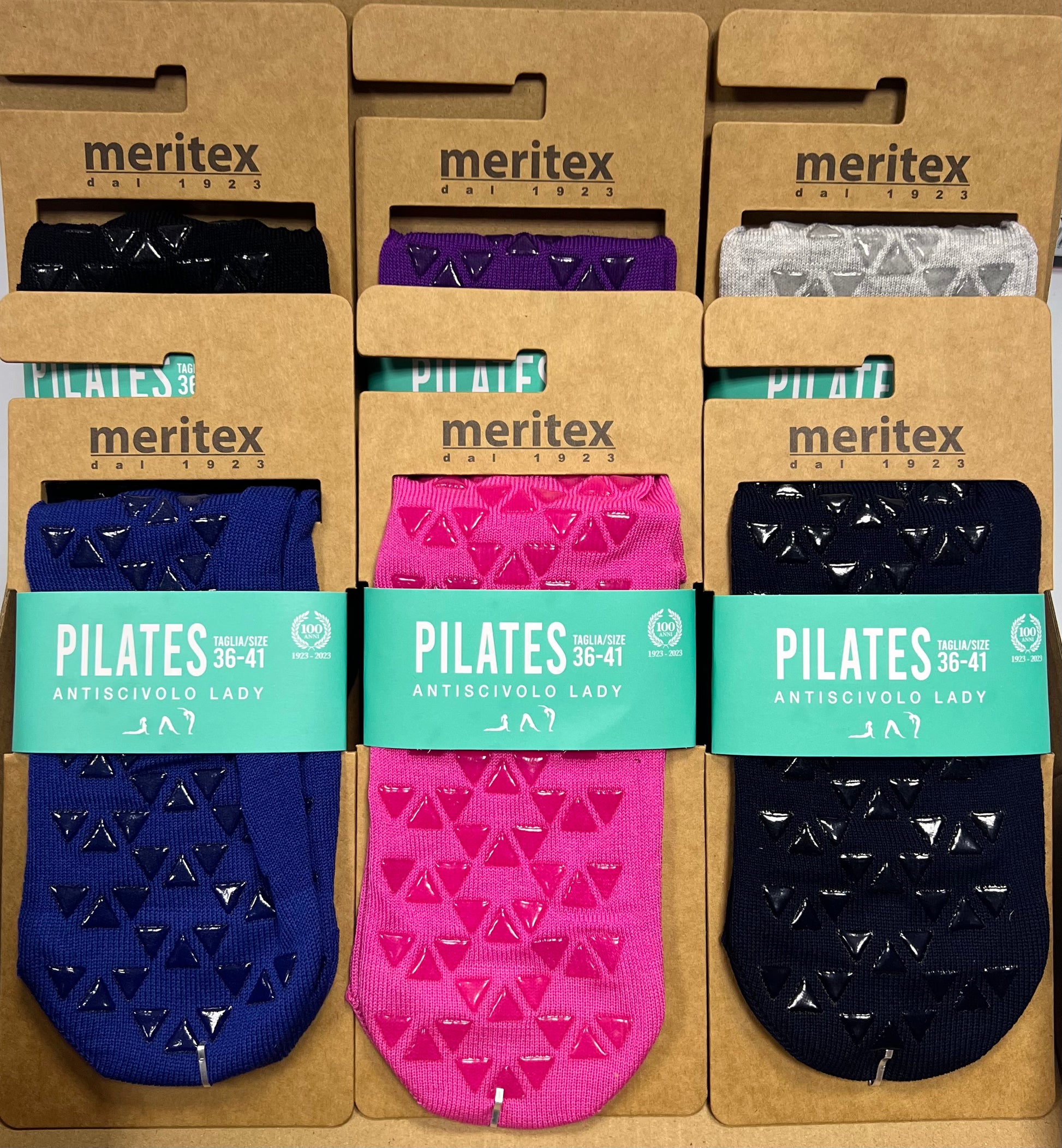 Confezione da 6 paia di calze antiscivolo donna Meritex cotone fresco 8001 Pilates