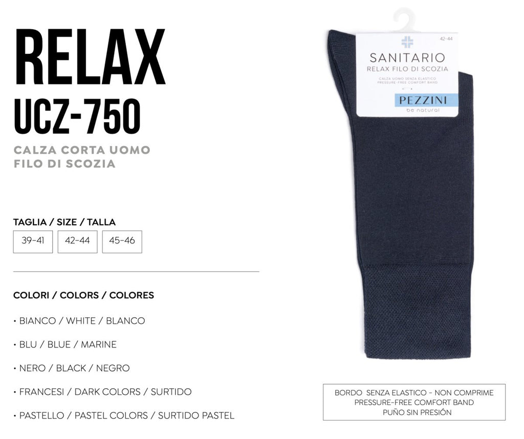 Confezione da 6 paia di calze corte da uomo sanitarie Pezzini in Filo di Scozia UCZ-750C