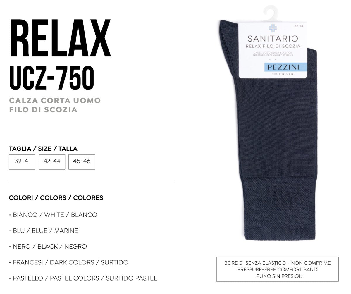 Confezione da 6 paia di calze corte da uomo sanitarie Pezzini in Filo di Scozia UCZ-750C