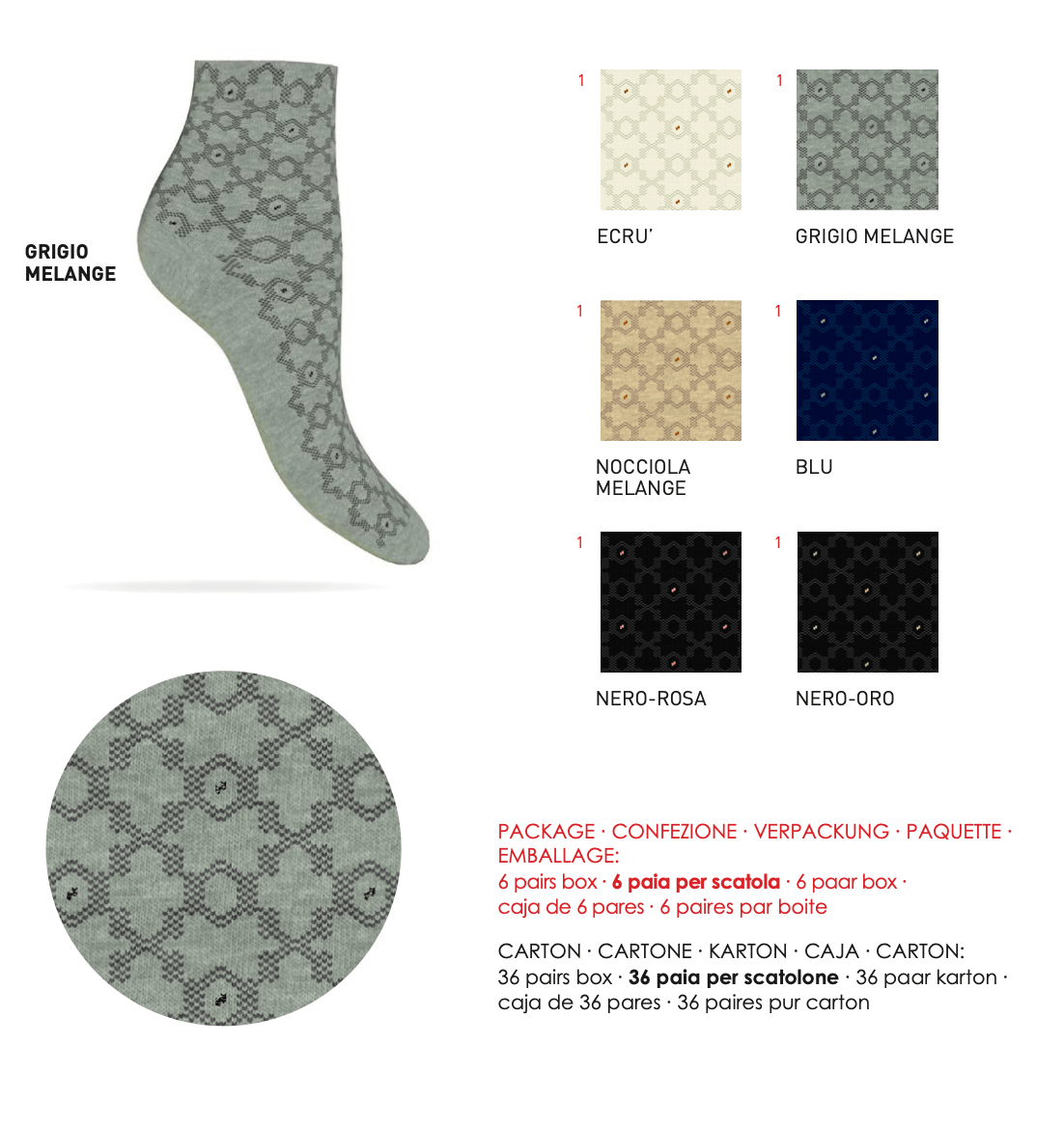 Confezione da 6 paia di calze donna in caldo cotone Sièlei LD01 Lurex