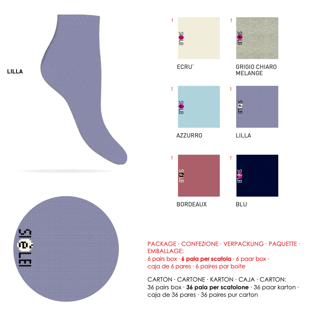 Confezione da 6 paia di calze donna in caldo cotone Sièlei MD01 Moda