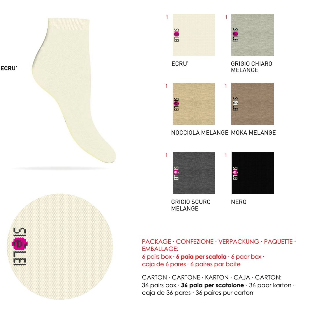 Confezione da 6 paia di calze donna in caldo cotone Sièlei NT01 Naturale