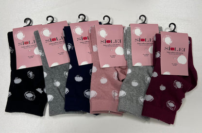 Confezione da 6 paia di calze donna in caldo cotone Sièlei OI02 Big Pois