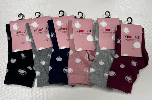 Confezione da 6 paia di calze donna in caldo cotone Sièlei OI02 Big Pois