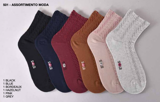 Confezione da 6 paia di calze donna in caldo cotone Sièlei TR01