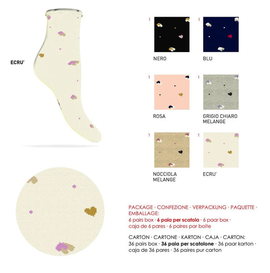 Confezione da 6 paia di calze donna in caldo cotone taglio laser Sièlei OT02 Cuori