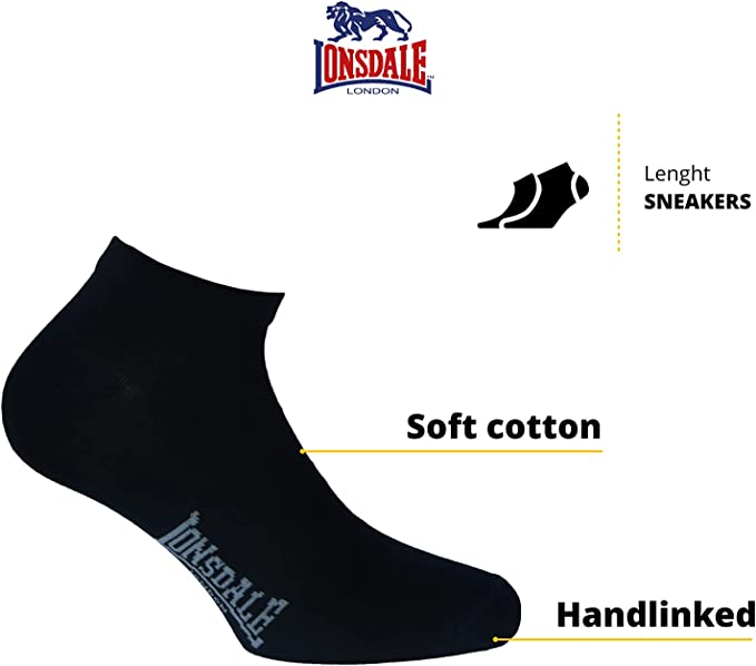 Confezione da 6 paia di calze in cotone unisex uomo donna Lonsdale LNS30