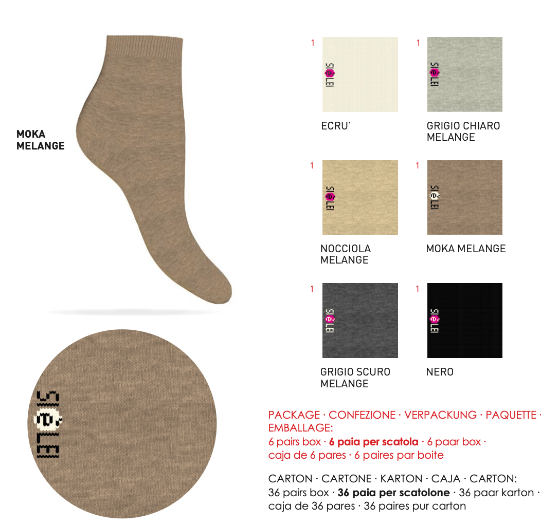Confezione da 6 paia di calze lunghe donna in caldo cotone Sièlei CO02 Naturali