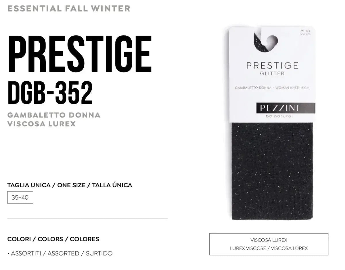 Confezione da 6 paia di calze lunghe in caldo cotone donna lurex Pezzini Dgb-Prestige