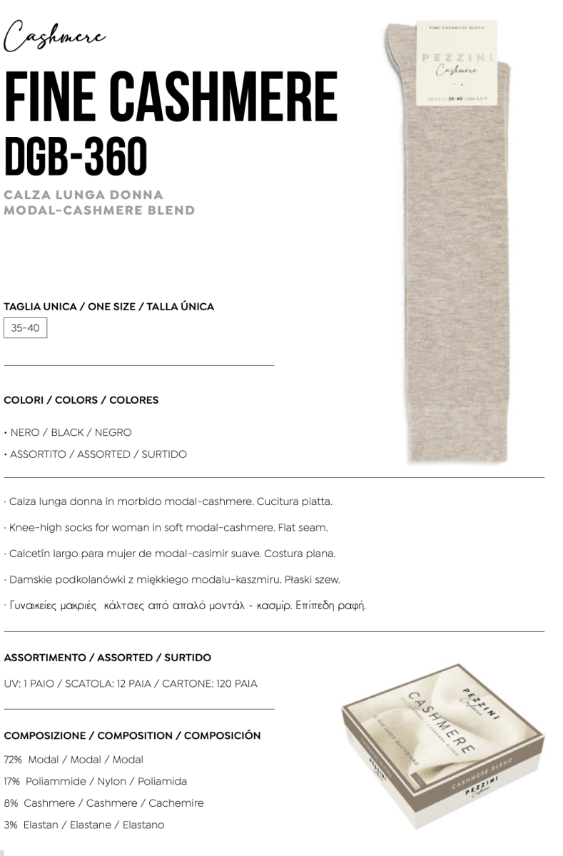 Confezione da 6 paia di calze lunghe in modal e cashemere Pezzini Dgb-360