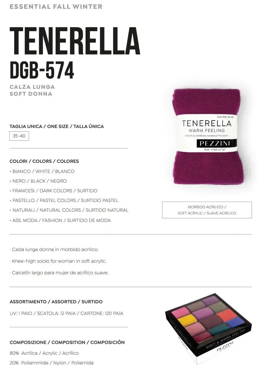 Confezione da 6 paia di calze lunghe in morbido acrilico super soft Pezzini Dgb-574 Tenerella