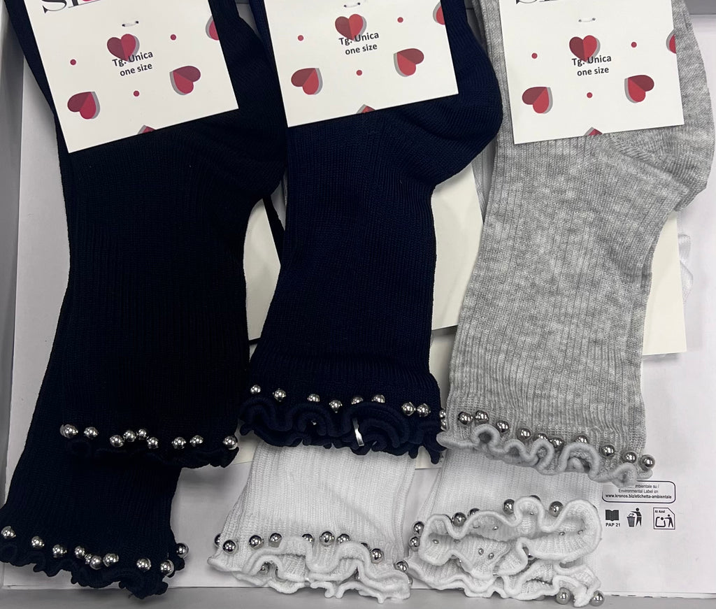 Confezione da 6 paia di calze midi donna a coste con perline in cotone Sièlei RP01
