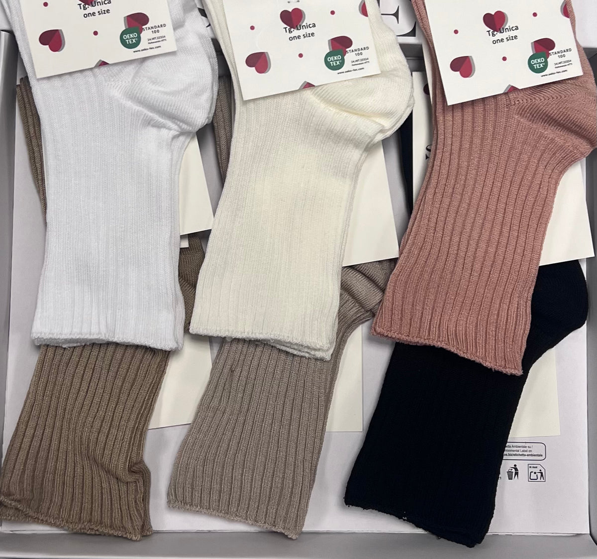 Confezione da 6 paia di calze midi donna a coste in cotone Sièlei CN02