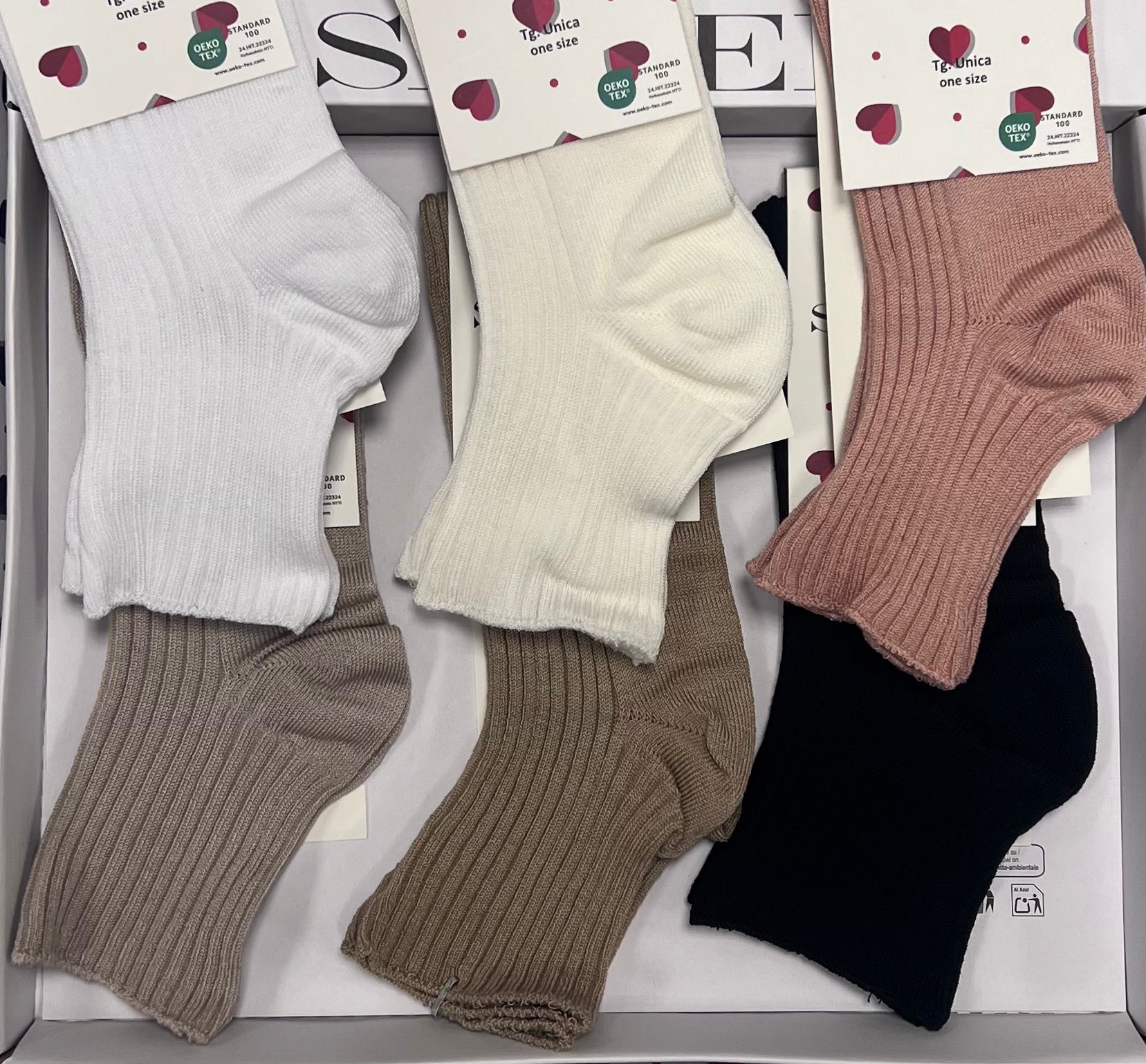 Confezione da 6 paia di calzino donna a coste in cotone Sièlei CN01