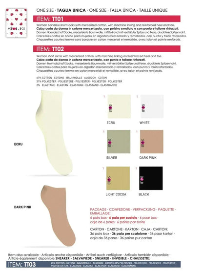 Confezione da 6 paia di calzino donna taglio laser in cotone Sièlei TT01