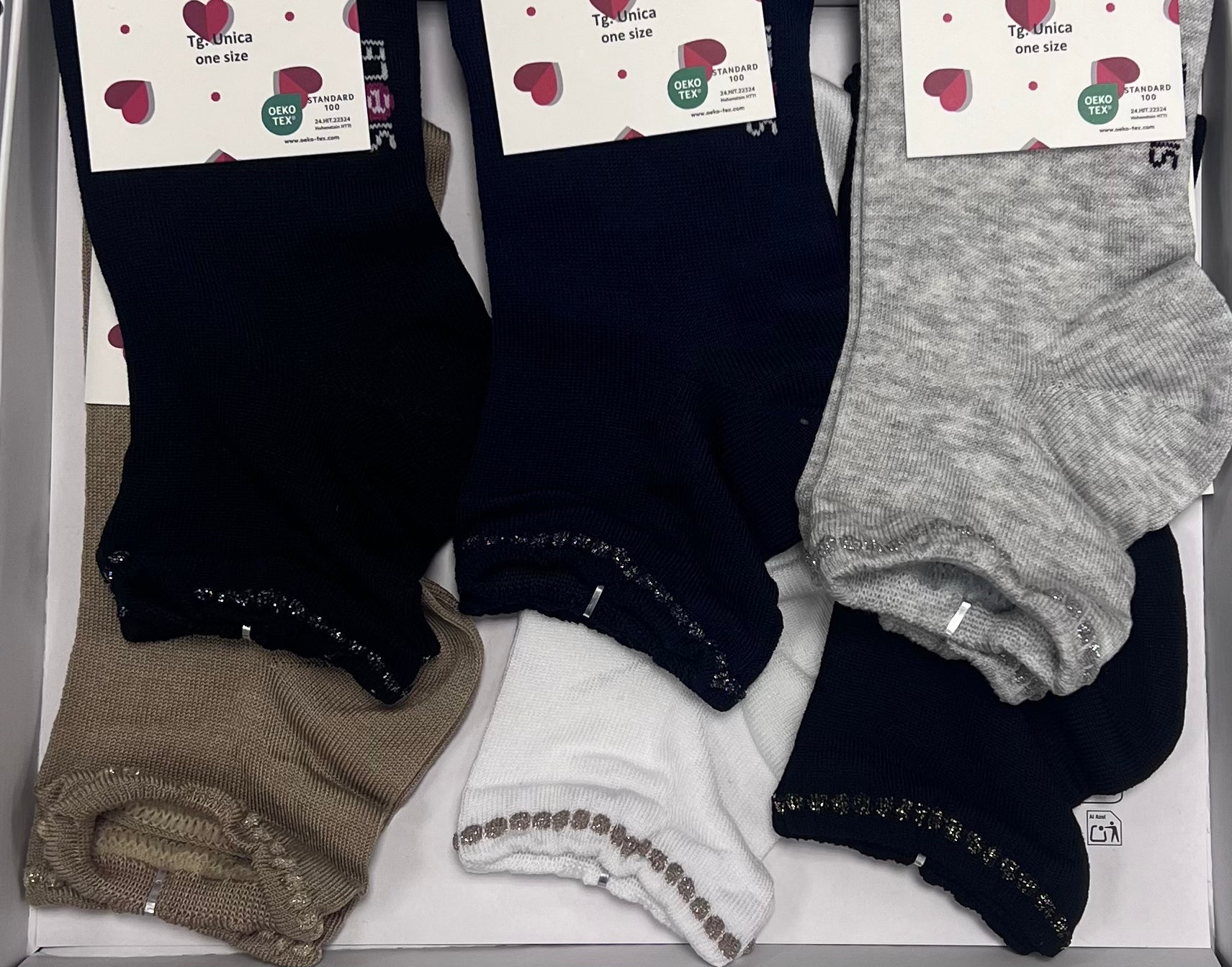 Confezione da 6 paia di calzino lurex donna in cotone Sièlei LX01