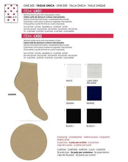 Confezione da 6 paia di calzino lurex donna in cotone Sièlei LX01