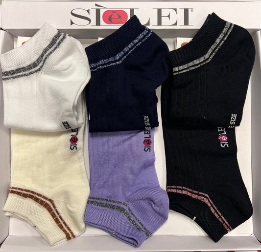 Confezione da 6 paia di calzino minicalza donna in cotone Sièlei RX03 Costa