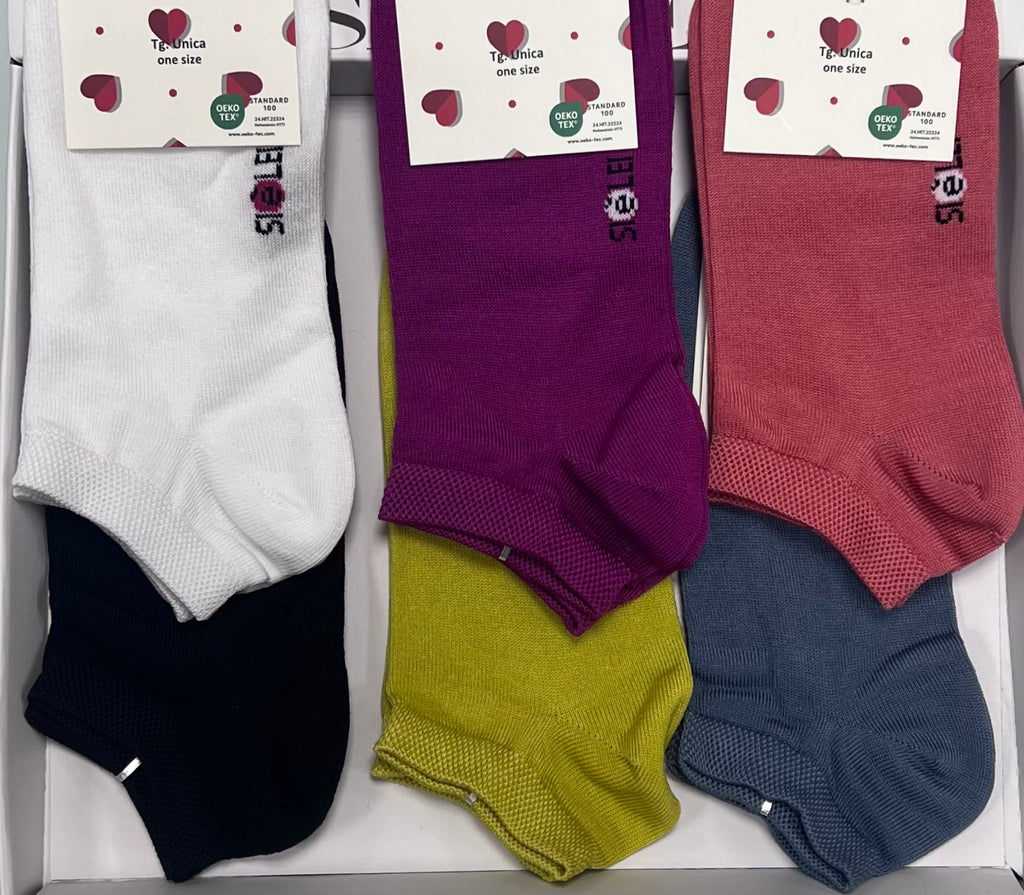 Confezione da 6 paia di calzino minicalza donna in cotone Sièlei TM03