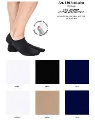 Confezione da 6 paia minicalza uomo donna Meritex silicone in filo di scozia 680 Invisibile