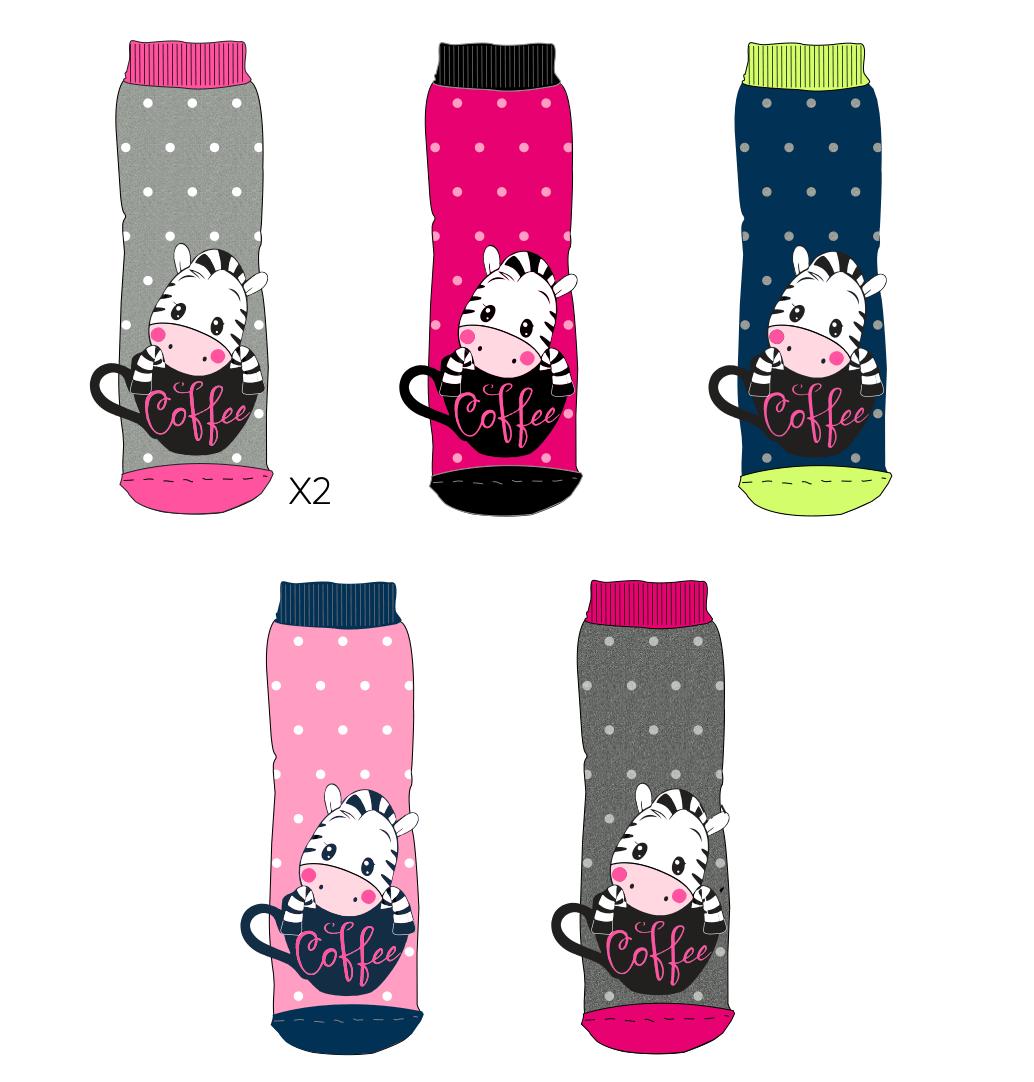 Confezioni da 6 paia di calze antiscivolo bambina Pezzini Kid's in caldo cotone GBS-PAI221800