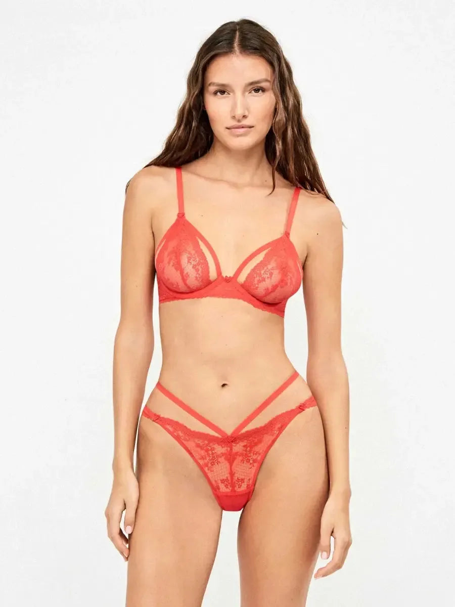Coordinato reggiseno con ferretto senza coppa e brasiliana Gisela 10153