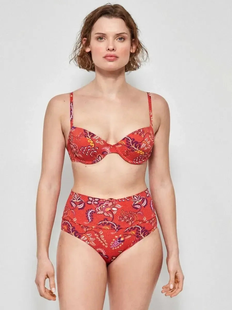 Costume da bagno donna bikini coppa C con ferretto e slip vita alta Gisela 2/30142