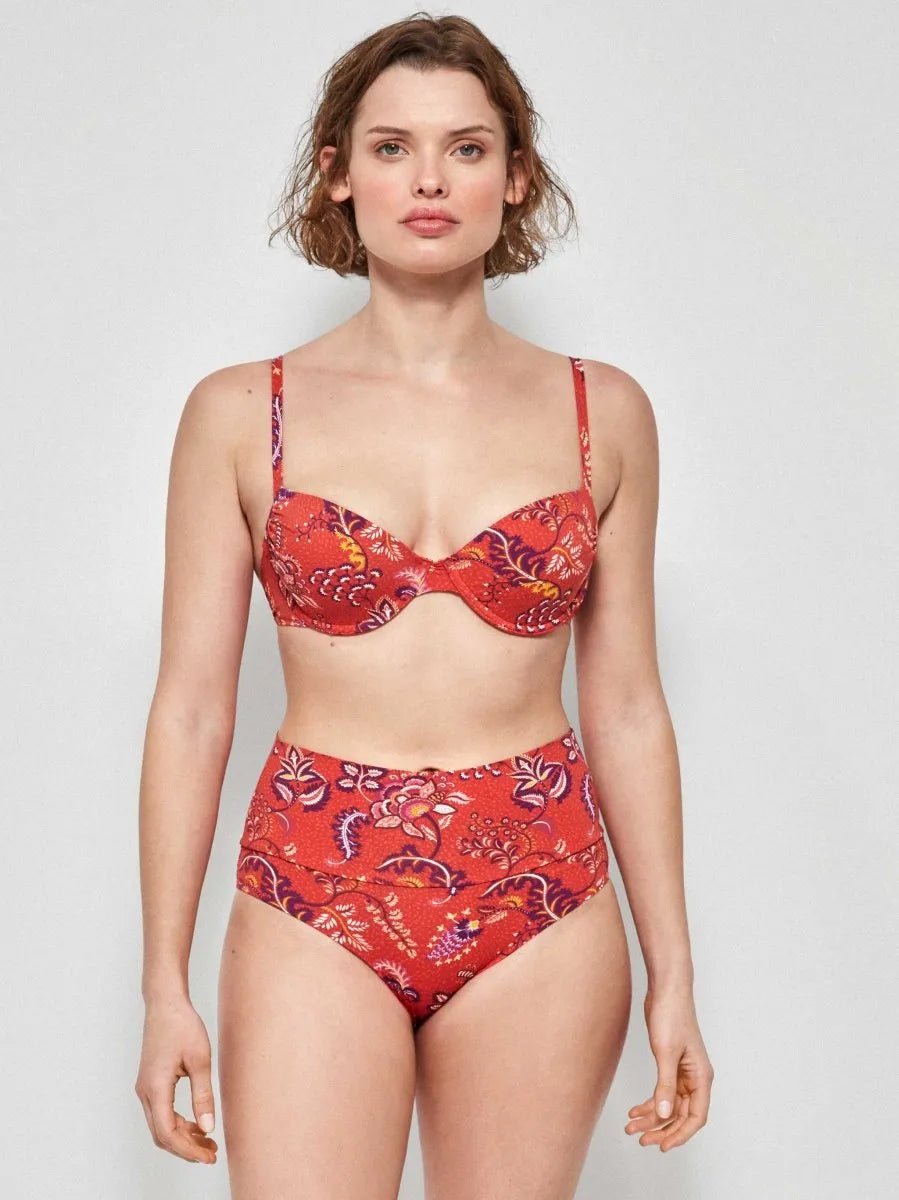 Costume da bagno donna bikini coppa C con ferretto e slip vita alta Gisela 2/30142