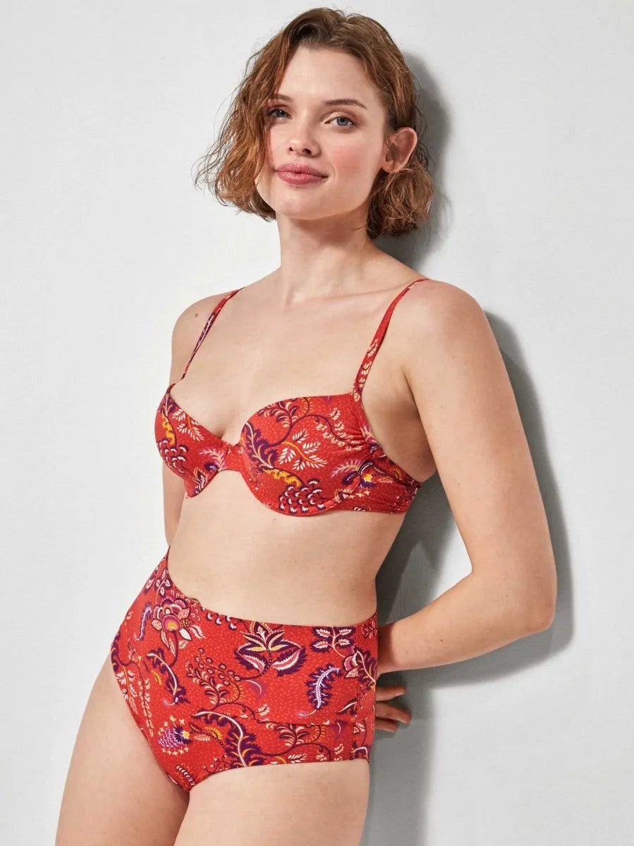 Costume da bagno donna bikini coppa C con ferretto e slip vita alta Gisela 2/30142