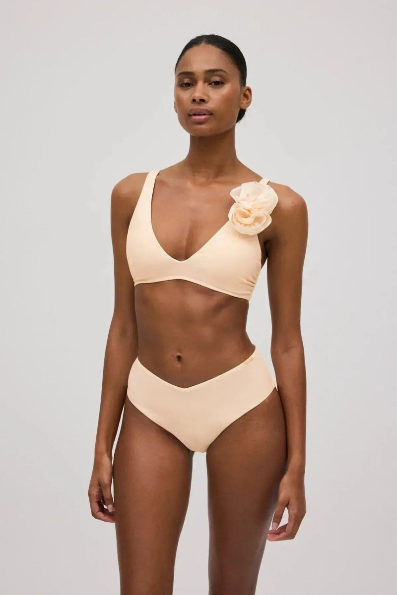 Costume da bagno donna bikini triangolo senza ferretto e slip midi a V Ysabel Mora 83049