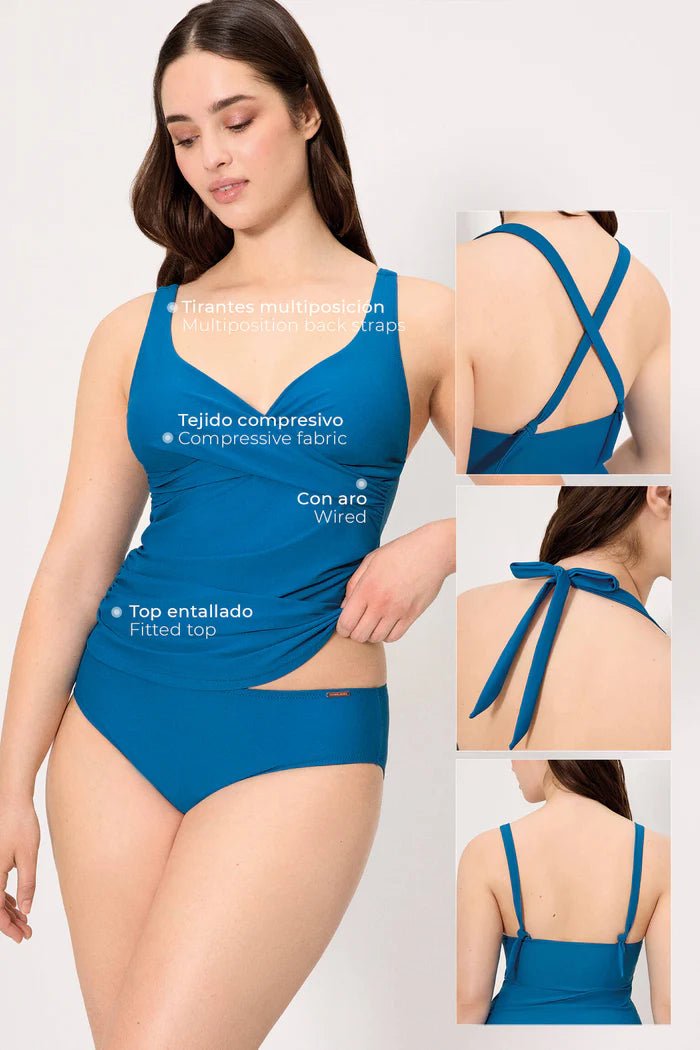 Costume da bagno donna tankini coppa C e slip midi Ysabel Mora 83254