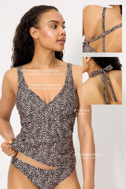 Costume da bagno donna tankini coppa C e slip midi Ysabel Mora 83284
