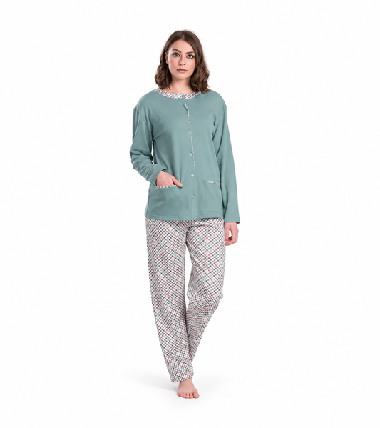 Gary Pigiama donna aperto invernale interlock V50042