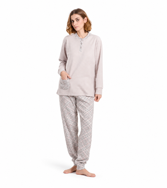 Gary Pigiama donna invernale collo serafino Punto Milano flanellato V50120CONF